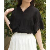 袖レーススキッパーシャツ | axes femme | 詳細画像4 