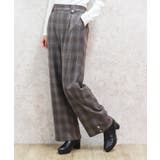 茶 | 裾釦起毛チェックワイドパンツ | axes femme