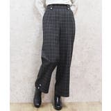 黒 | 裾釦起毛チェックワイドパンツ | axes femme