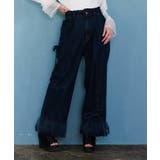 インディゴ | 裾レースストレートデニムパンツ | axes femme