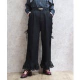 黒 | 裾レースデニムストレートパンツ | axes femme