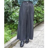 黒 | バックリボンワイドデニムパンツ | axes femme