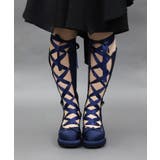 紺 | レースアップサテンシューズ | axes femme