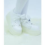 白 | リボン付き合皮厚底スニーカー | axes femme