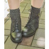黒 | ベルト付レースワークブーツ | axes femme