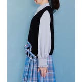 チェックリボンブローチベスト | axes femme | 詳細画像6