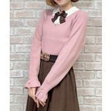 ブローチ付バイカラー襟ニット | axes femme | 詳細画像1 