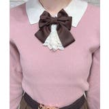 ブローチ付バイカラー襟ニット | axes femme | 詳細画像5 