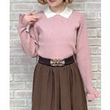 ブローチ付バイカラー襟ニット | axes femme | 詳細画像7 