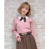 ブローチ付バイカラー襟ニット | axes femme | 詳細画像8 