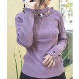 ラベンダー | バラボトルネックリブプルオーバー | axes femme