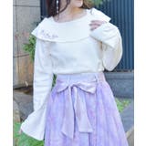 白 | 雪桜刺繍オフショル風ニット | axes femme