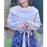 ラベンダー | 雪桜刺繍オフショル風ニット | axes femme