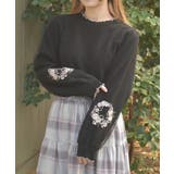 カメリア刺繍チュール袖ニット | axes femme | 詳細画像4 