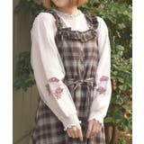 ピンク | カメリア刺繍チュール袖ニット | axes femme