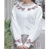 白 | サテンリボンニットカーディガン | axes femme