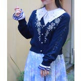 紺 | 金木犀刺繍ニットカーディガン | axes femme