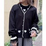 黒 | ハートジャカードニットカーディガン | axes femme