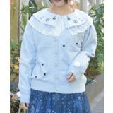 サックス | スノー・ローズ刺繍カーデ | axes femme