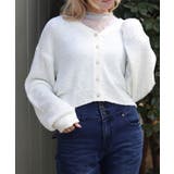 白 | パール釦ぽこぽこニットカーディガン | axes femme