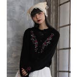 薔薇刺繍×蝙蝠釦ニットカーデ | axes femme | 詳細画像1 