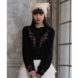 薔薇刺繍×蝙蝠釦ニットカーデ | axes femme | 詳細画像5 