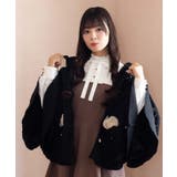 黒 | リボン付き裏ボアニットケープ | axes femme