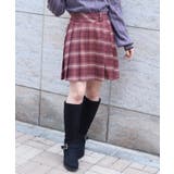 ピンク | ボタン使いチェックスカパン | axes femme