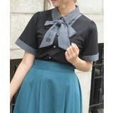 黒 | レイヤード風リボン付トップス | axes femme