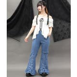 ウォッシュ | レースアップフレアデニムパンツ | axes femme
