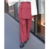 赤 | チャイナ釦付きレイヤードパンツ | axes femme