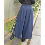 紺 | サイドチェックワイドパンツ | axes femme