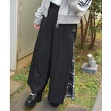 黒 | サイドチェックワイドパンツ | axes femme