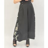 黒 | オーナメント柄切替ワイドパンツ | axes femme