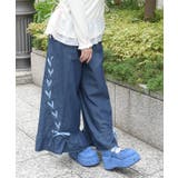 インディゴ | レースアップフレアデニムパンツ | axes femme