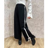 黒 | リボン付ラインジャージパンツ | axes femme