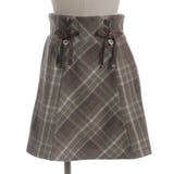 茶 | Wリボン起毛チェックミニスカート | axes femme