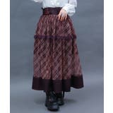 ワイン | チェックチュールロングスカート | axes femme