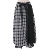 黒 | バイカラーチェックロングSK | axes femme
