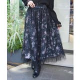 黒 | スノー・ローズ柄スカート | axes femme