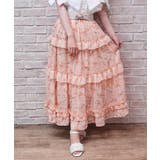 オレンジ | リボン柄シアーチェックスカート | axes femme