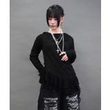 黒 | ドレープアシメレースヘムプルオーバー | axes femme