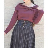 ワイン | オフショル風リボンカットプルオーバー | axes femme