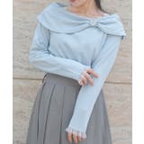 サックス | オフショル風リボンカットプルオーバー | axes femme