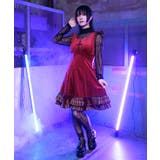 ワイン | ベロア×チェックフリルOP | axes femme