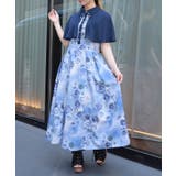 サックス | アートローズ柄ケープワンピース | axes femme