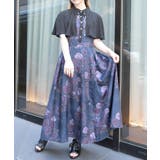 黒 | アートローズ柄ケープワンピース | axes femme