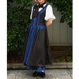 紺 | バイカラーストライプジャンパースカート | axes femme