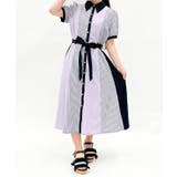 黒 | ストライプ切替シャツワンピース | axes femme