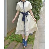 生成り | ストライプ切替シャツワンピース | axes femme
